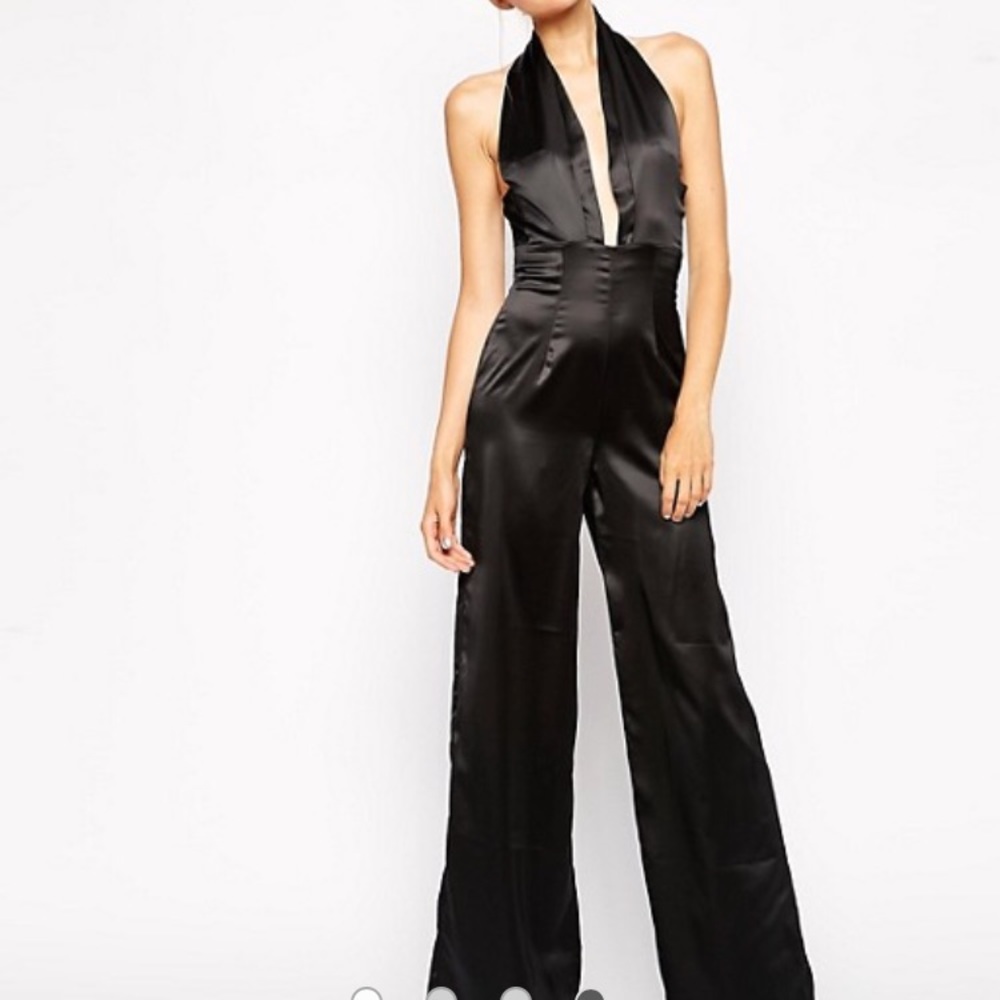 Plunge neck satin jumpsuit - Picture 4 of 5